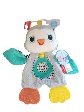 Infantino Cuddly Penguin Baby Teether Plush Crinkle Sounds Silicone NEW